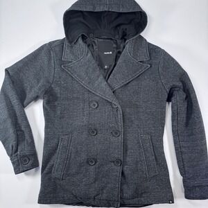 HURLEY Winchester Hooded Fleece Peacoat Jacket Womens Medium Detachable Hood